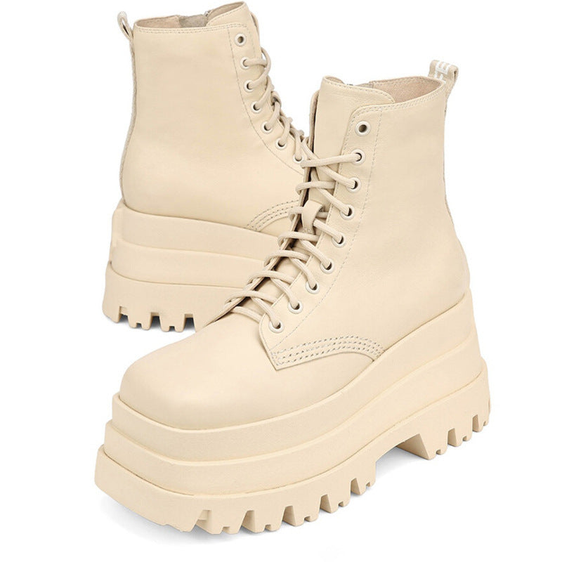 Women’s Chunky Lace-Up Platform Ankle Boots – Lug-Sole Combat Boots for Casual City and Alternative Wear