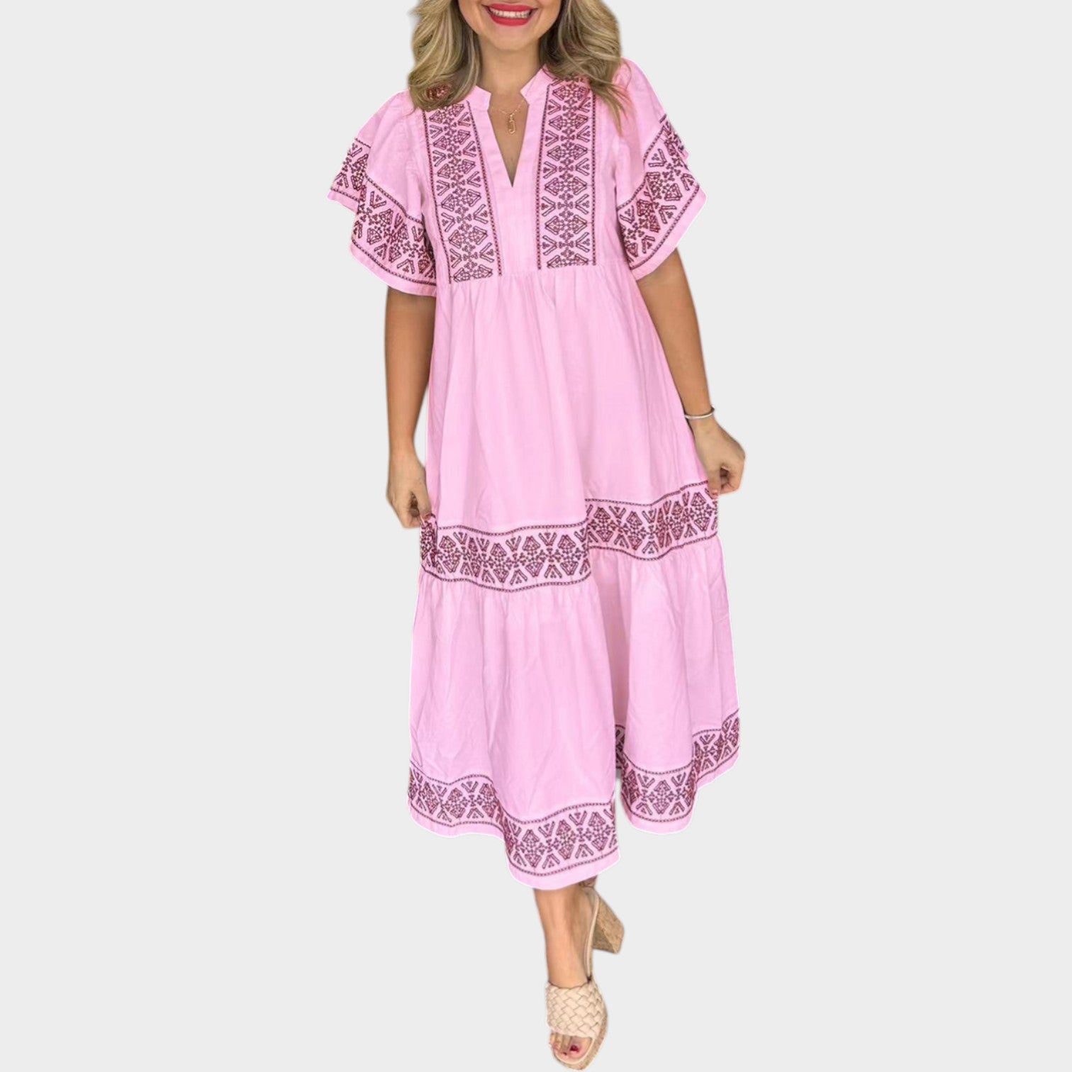 Harper | Embroidered Midi Dress