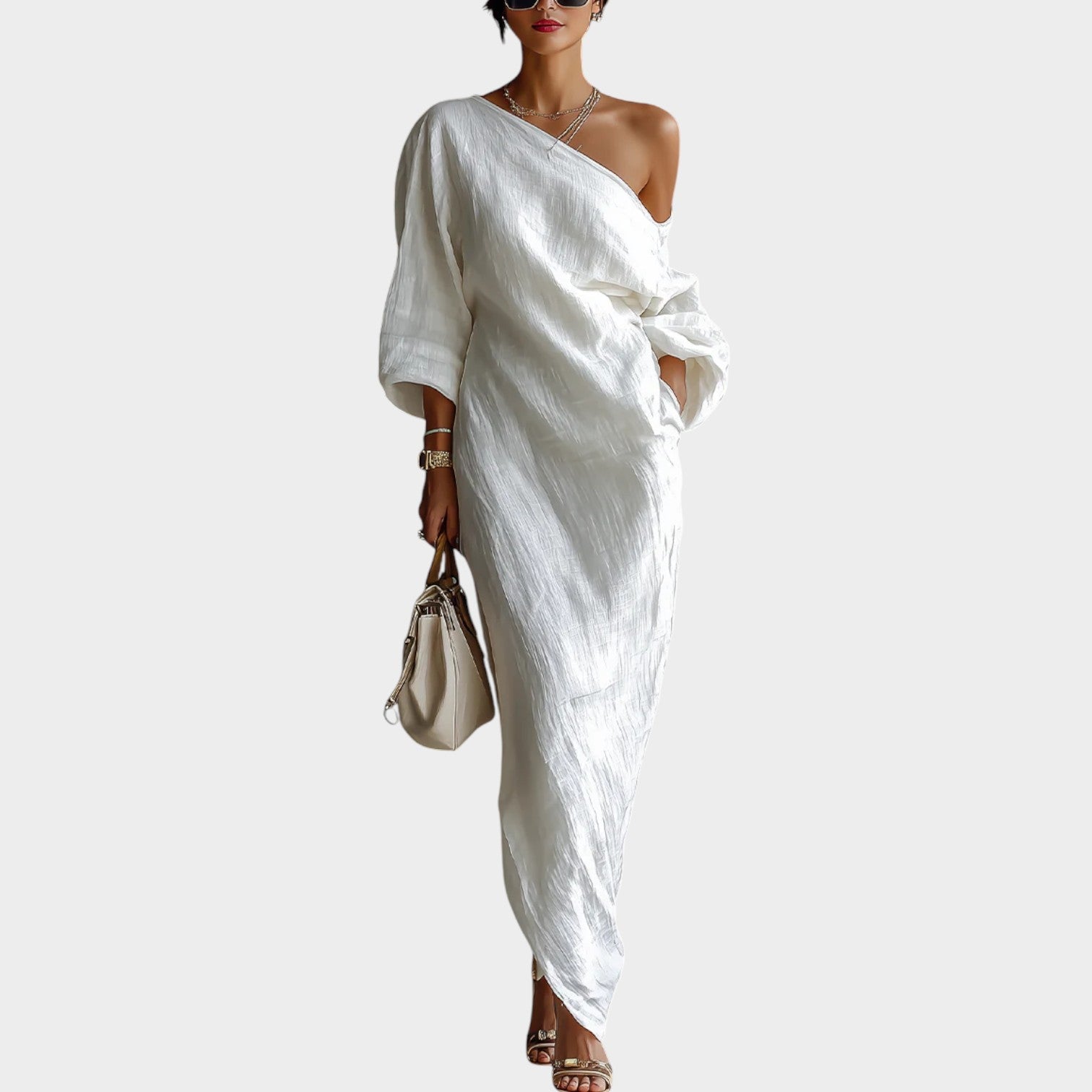 Harper | One-Shoulder Linen Maxi Dress