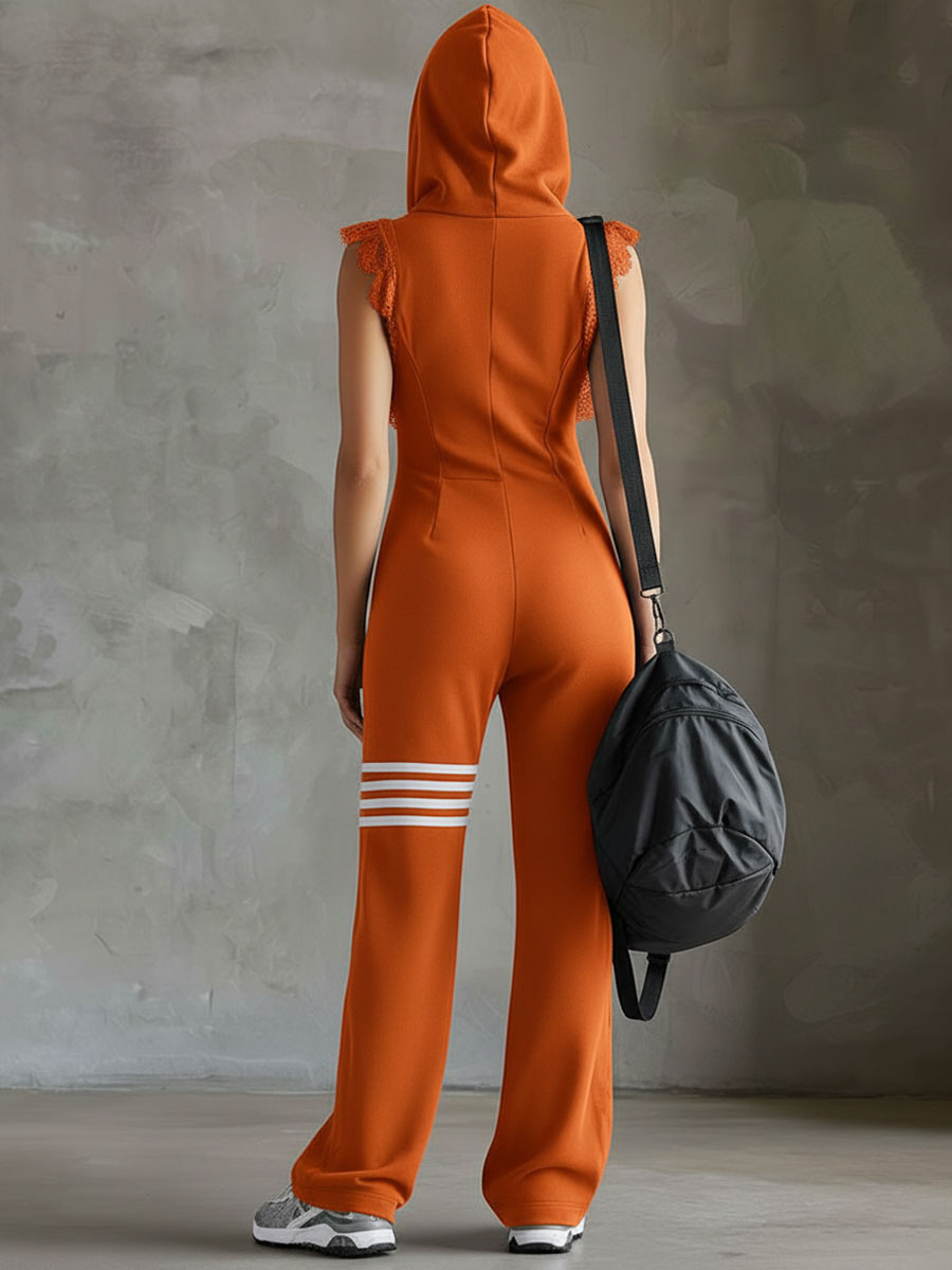 Giada - Retro Sports Tracksuit with Hood and Stripes