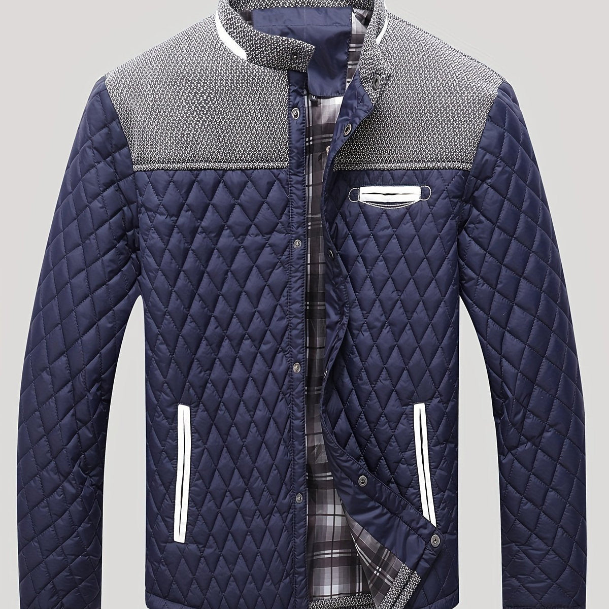 Nigel | Textured Quilted Stand-Collar Jacket