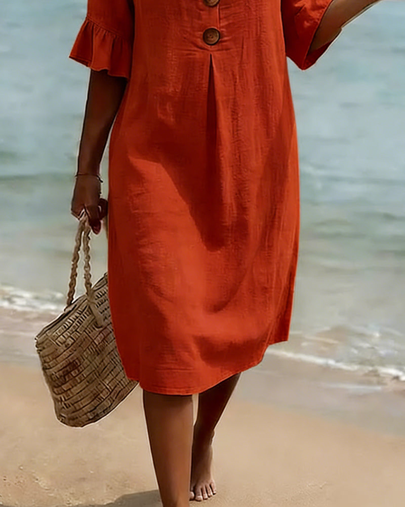 Maya | Cotton Ruffled-Sleeve Dress
