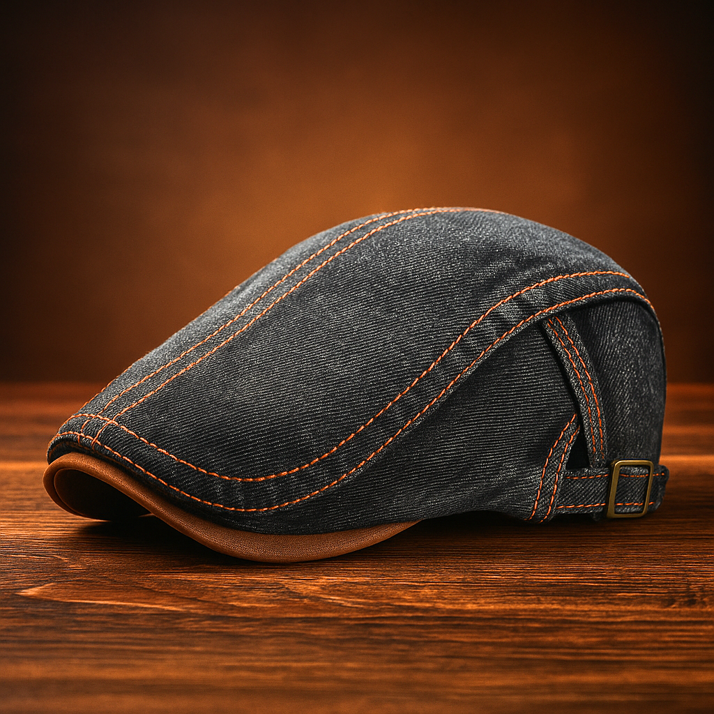 Adjustable Flat-Brim Denim Cap