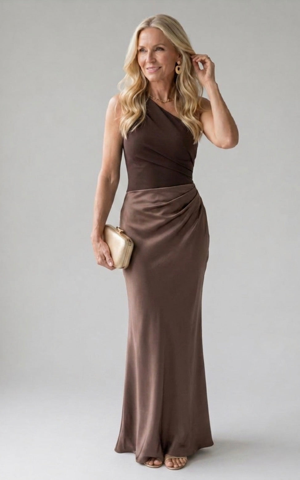 Naomi | Asymmetrical Satin Maxi Dress