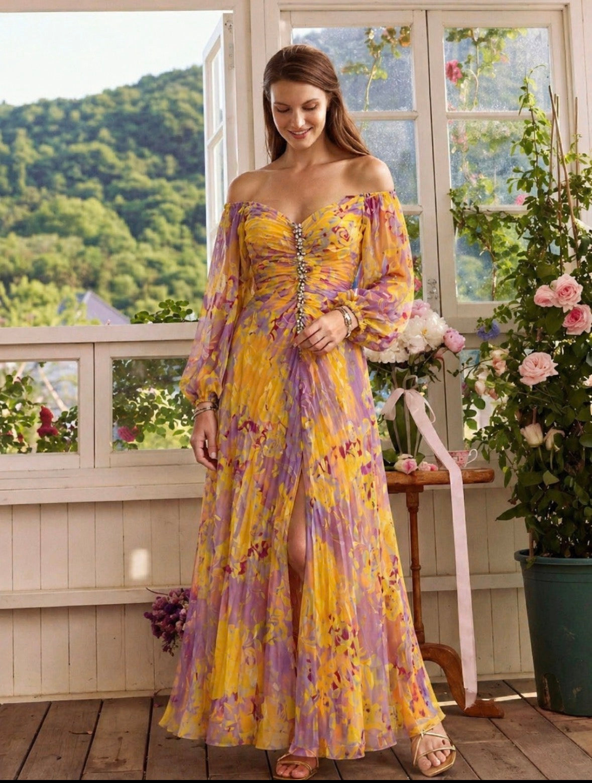 V-Neck Long Dress