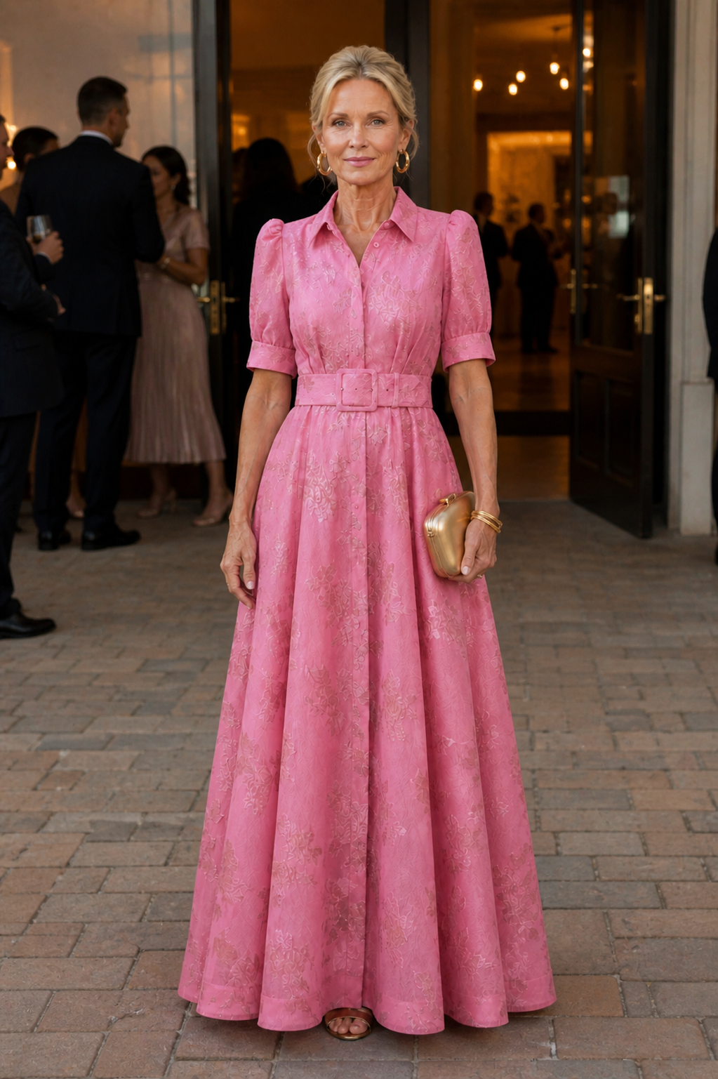 Collared Belted Floral Maxi Dress