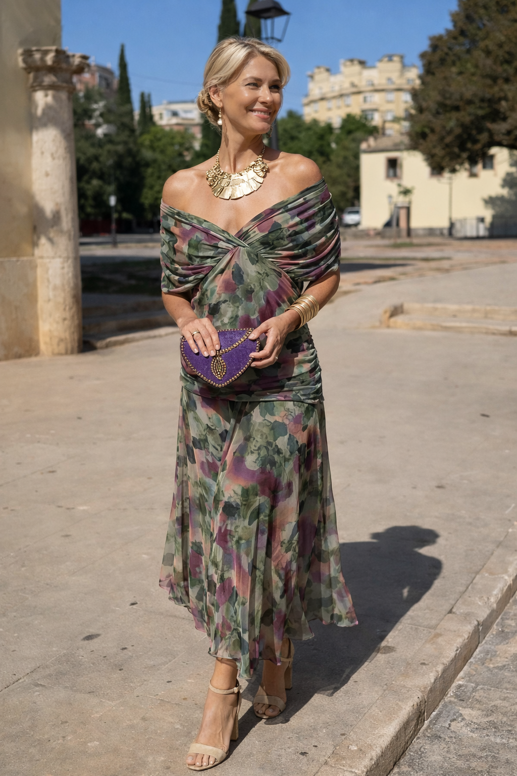 Elegant maxi dress for party with sweetheart neckline