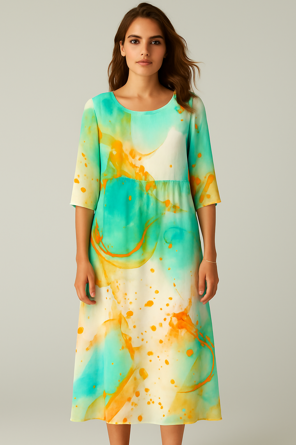 Ava | 3/4-Sleeve Floral Midi Dress