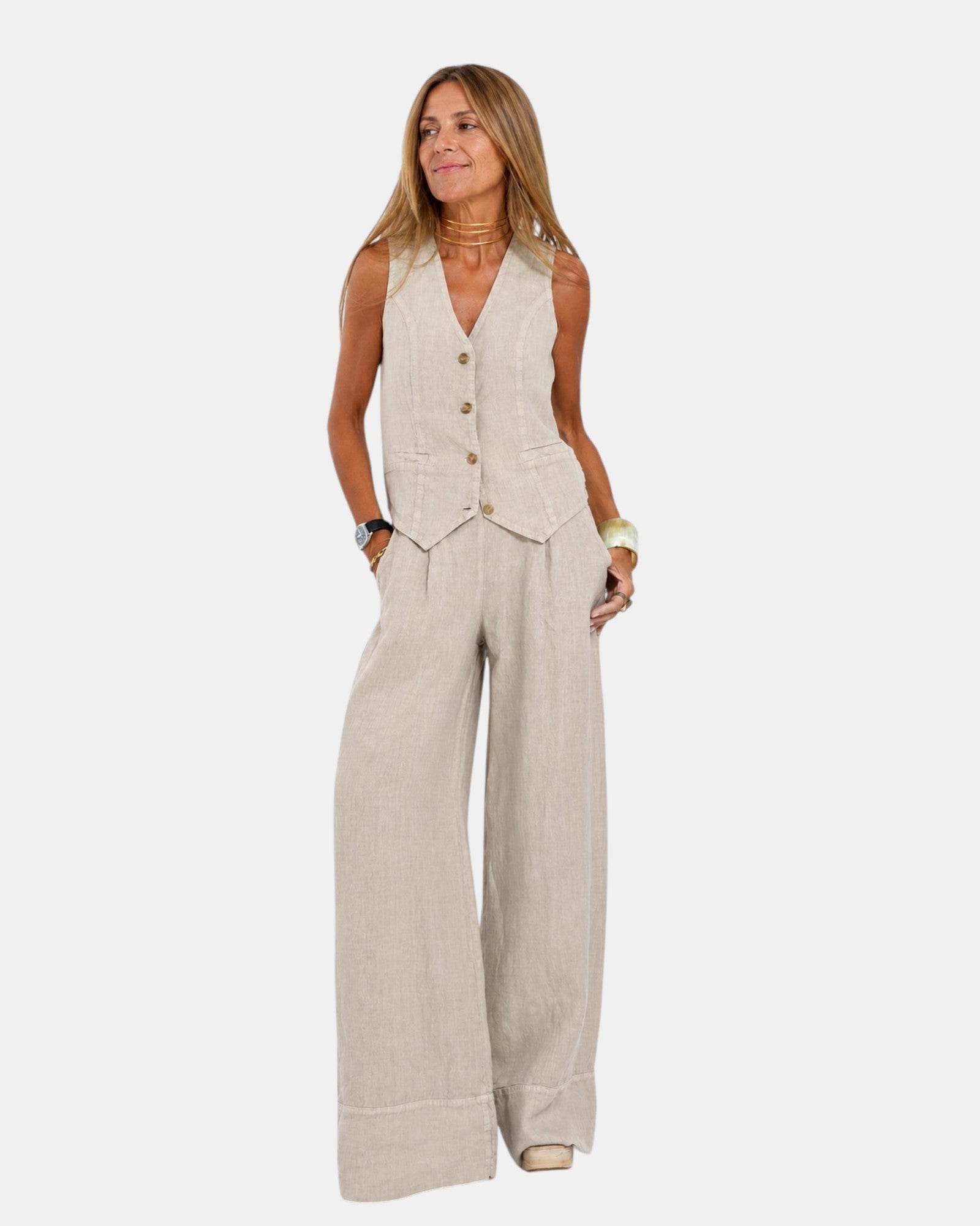Assia | Sleeveless Vest and Pant Set