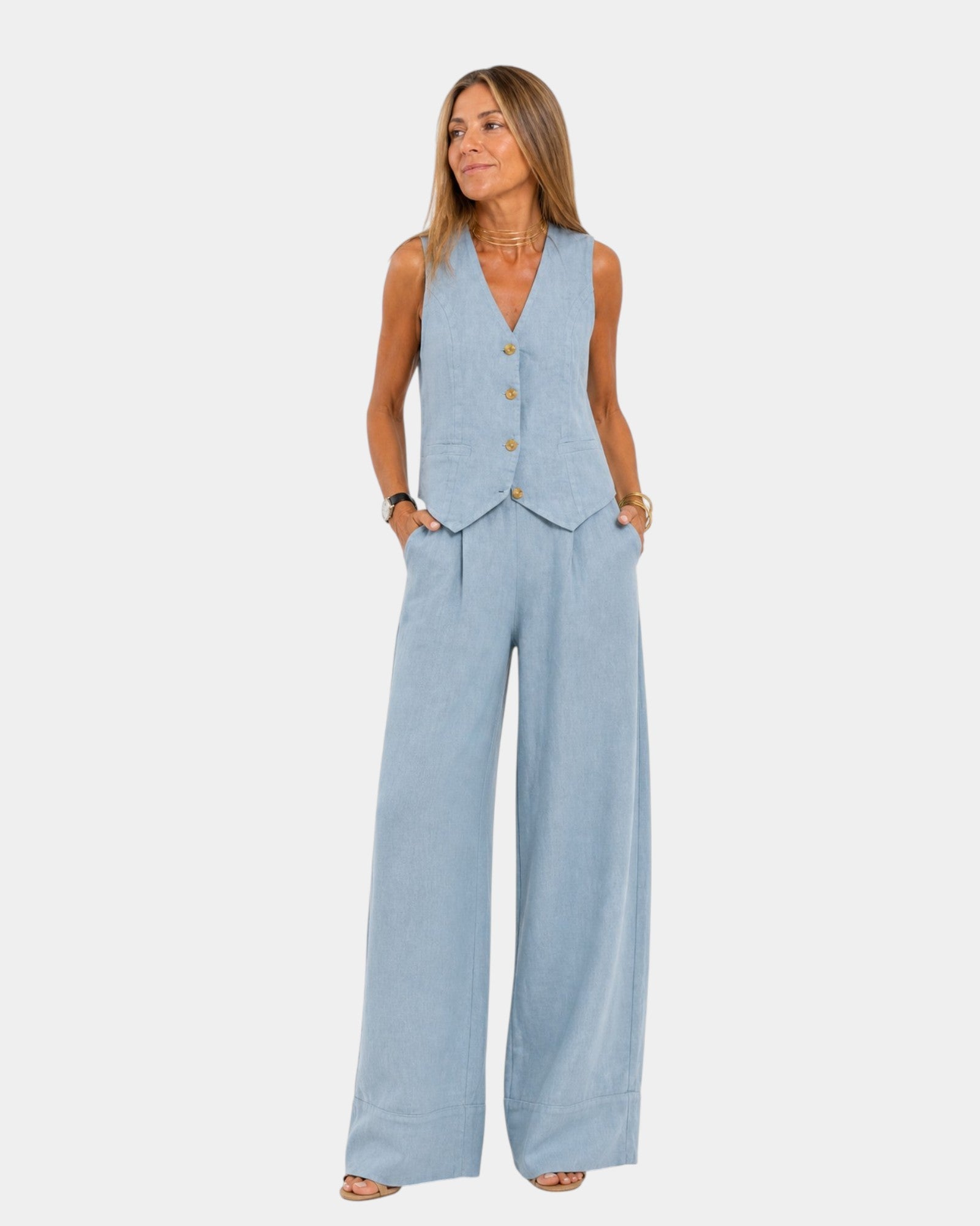 Assia | Sleeveless Vest and Pant Set