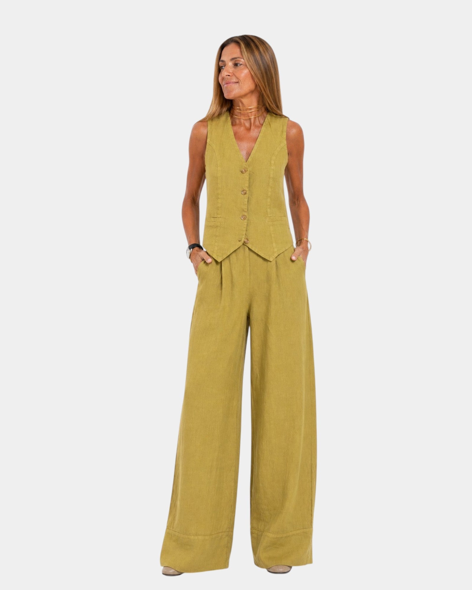 Assia | Sleeveless Vest and Pant Set