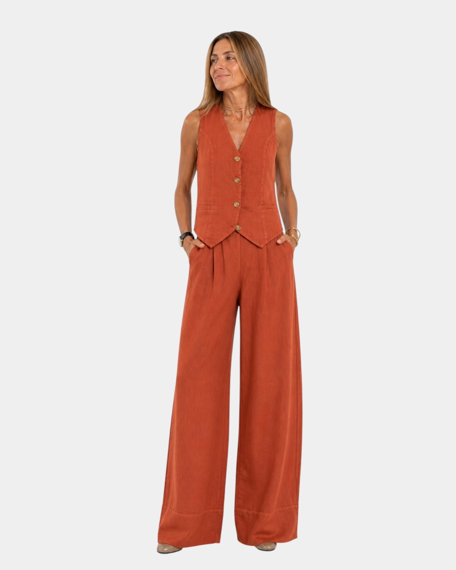 Assia | Sleeveless Vest and Pant Set