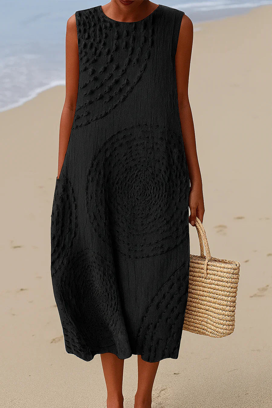 ELARAβ’ | CASUAL DRESS WITH MOULINE PRINT