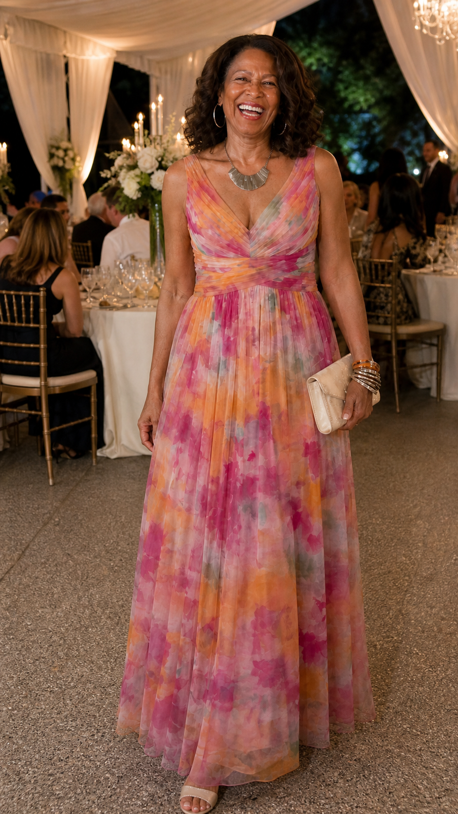 Sleeveless Wrap-Bodice Maxi Dress