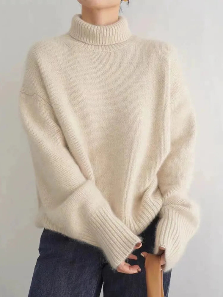 High-Collar Knit Sweater