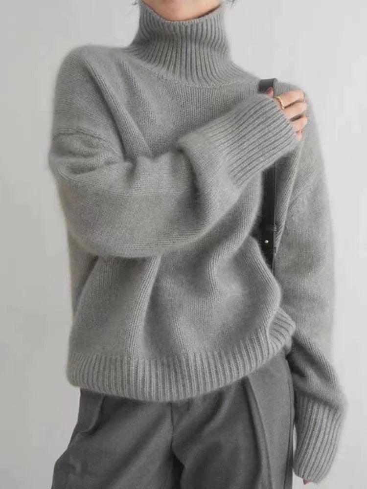 High-Collar Knit Sweater