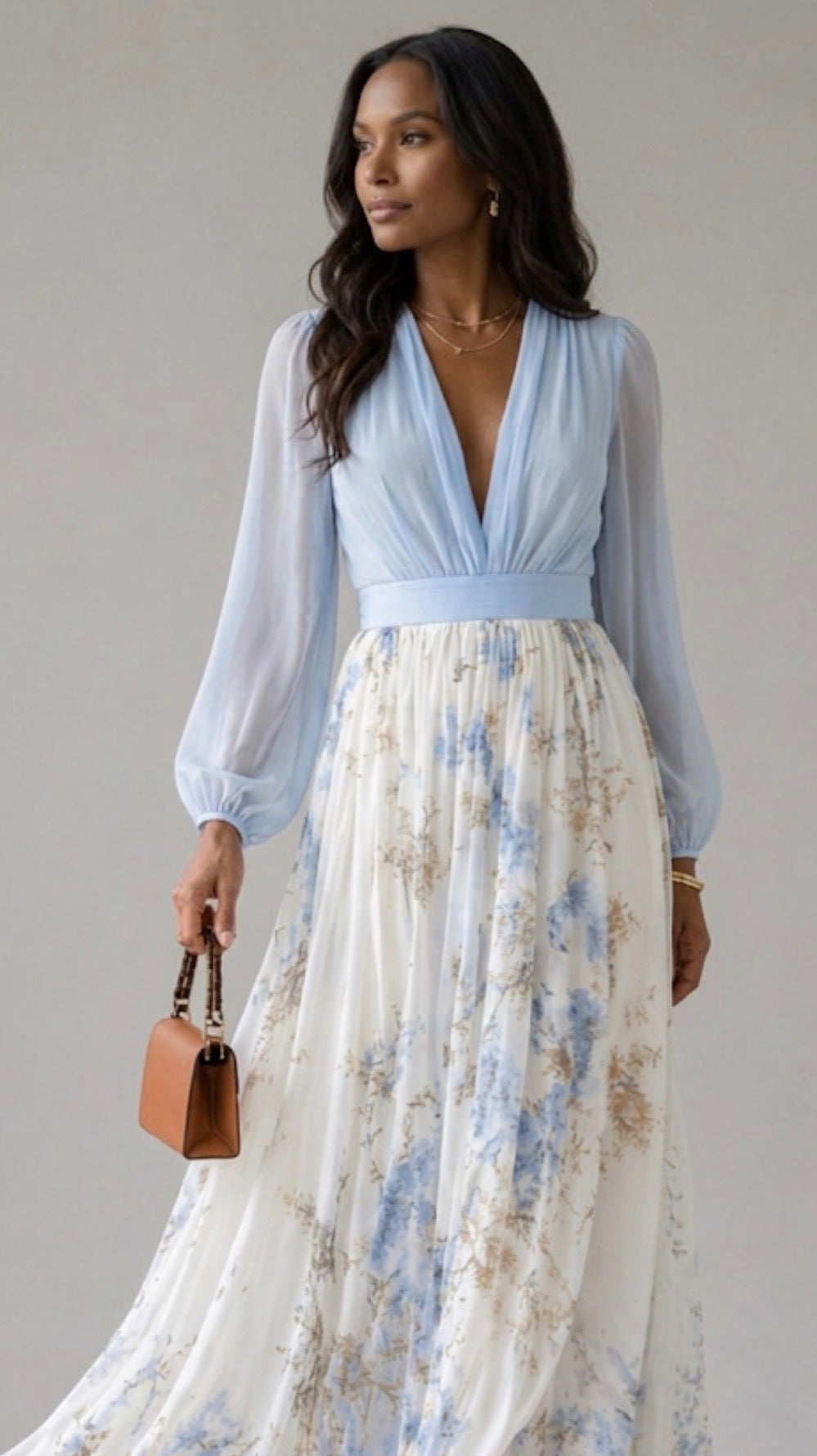 Floral Print Short-Sleeve Maxi Dress