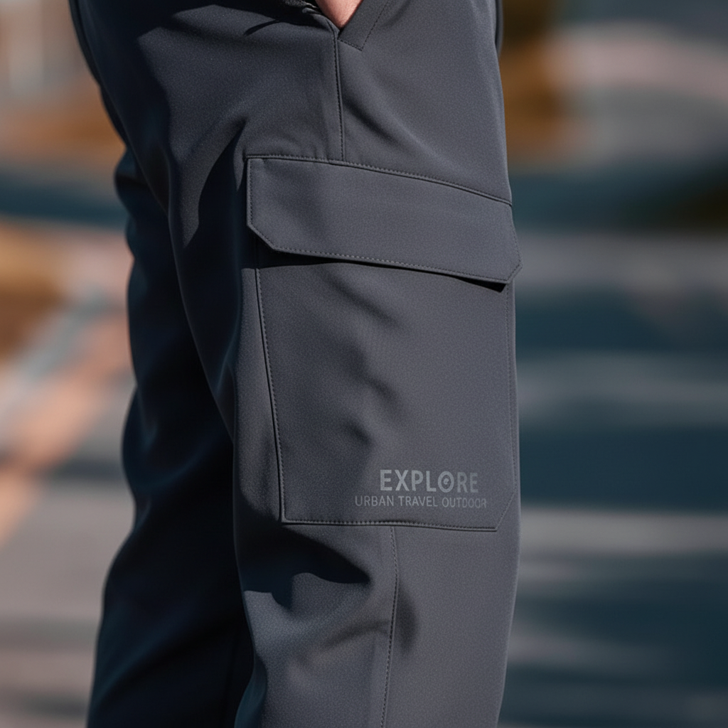 Men’s Fleece-Lined Softshell Cargo Trousers – Waterproof Outdoor Pants for Winter