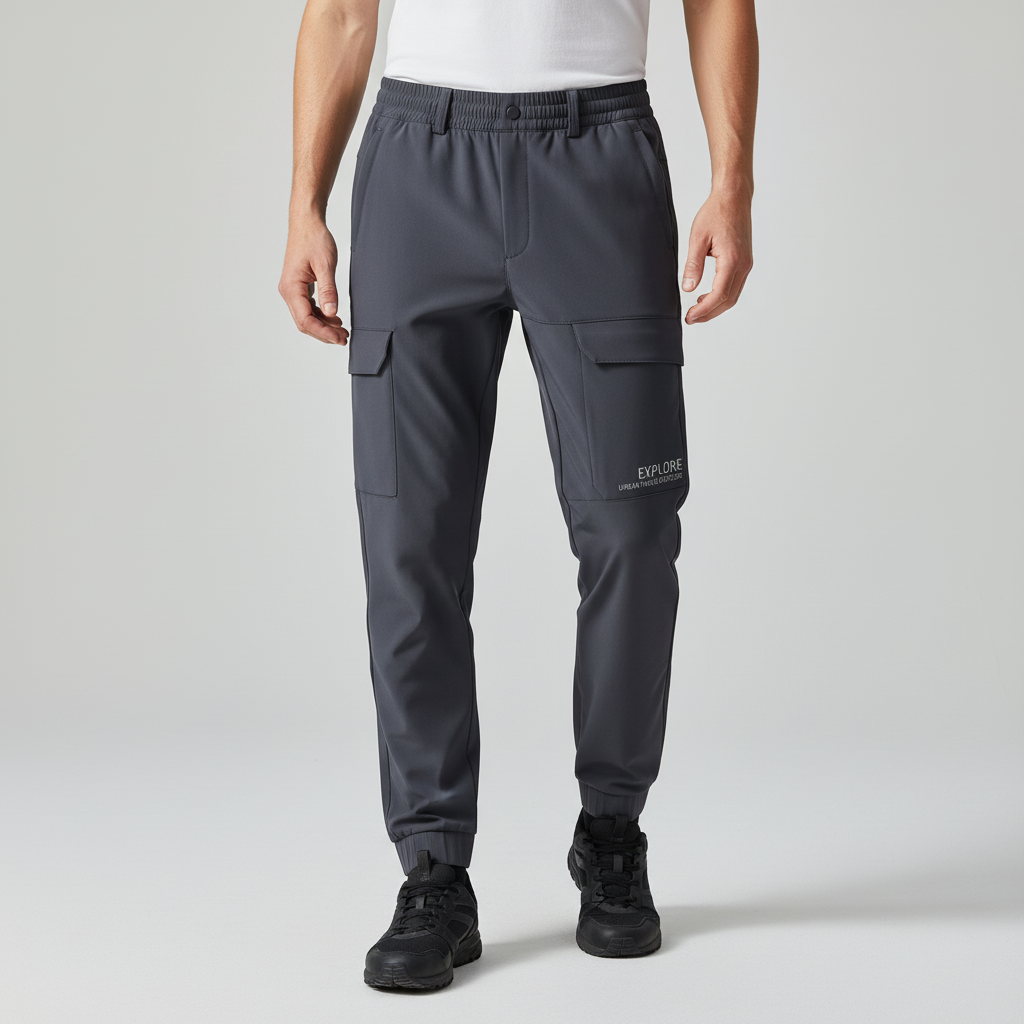 Men’s Fleece-Lined Softshell Cargo Trousers – Waterproof Outdoor Pants for Winter