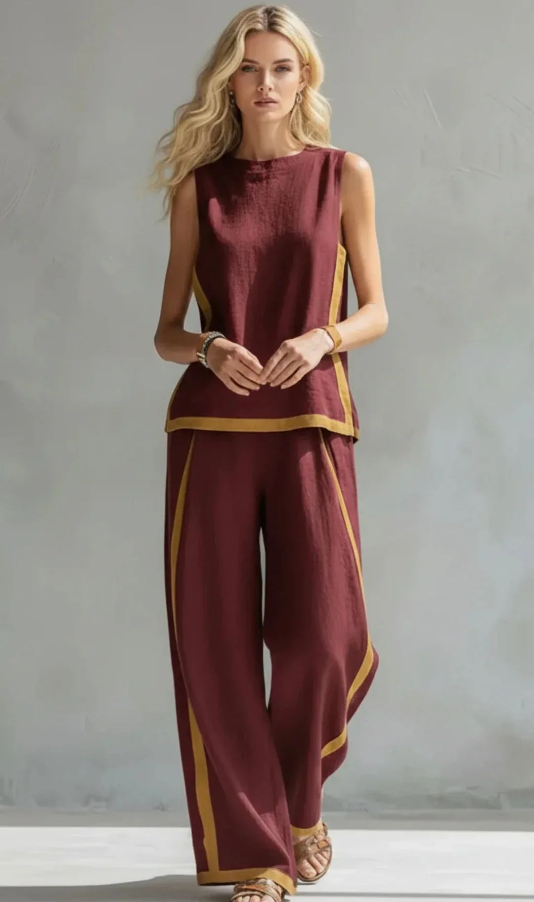 Ava | Cotton-Linen Vest & Trouser Set