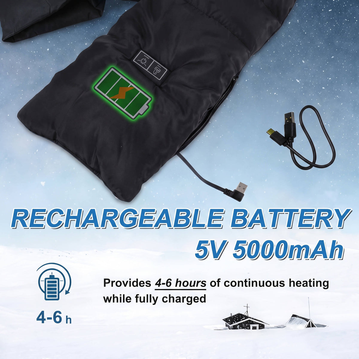 Heated Scarf with Hidden Hat, 5000mAh Rechargeable Wireless Heating Scarf, Lightweight Winter Neck Warmer