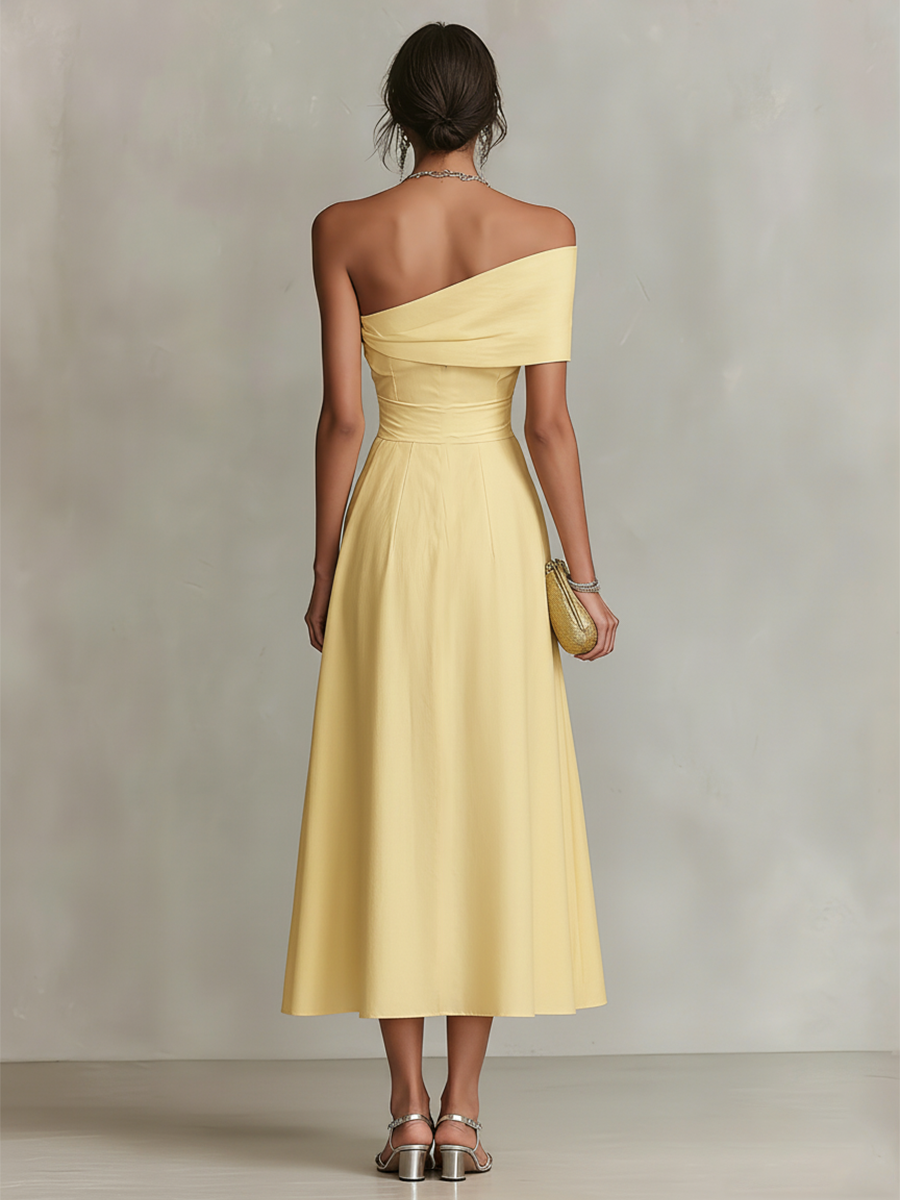 Maya | Linen One-Shoulder Midi Dress