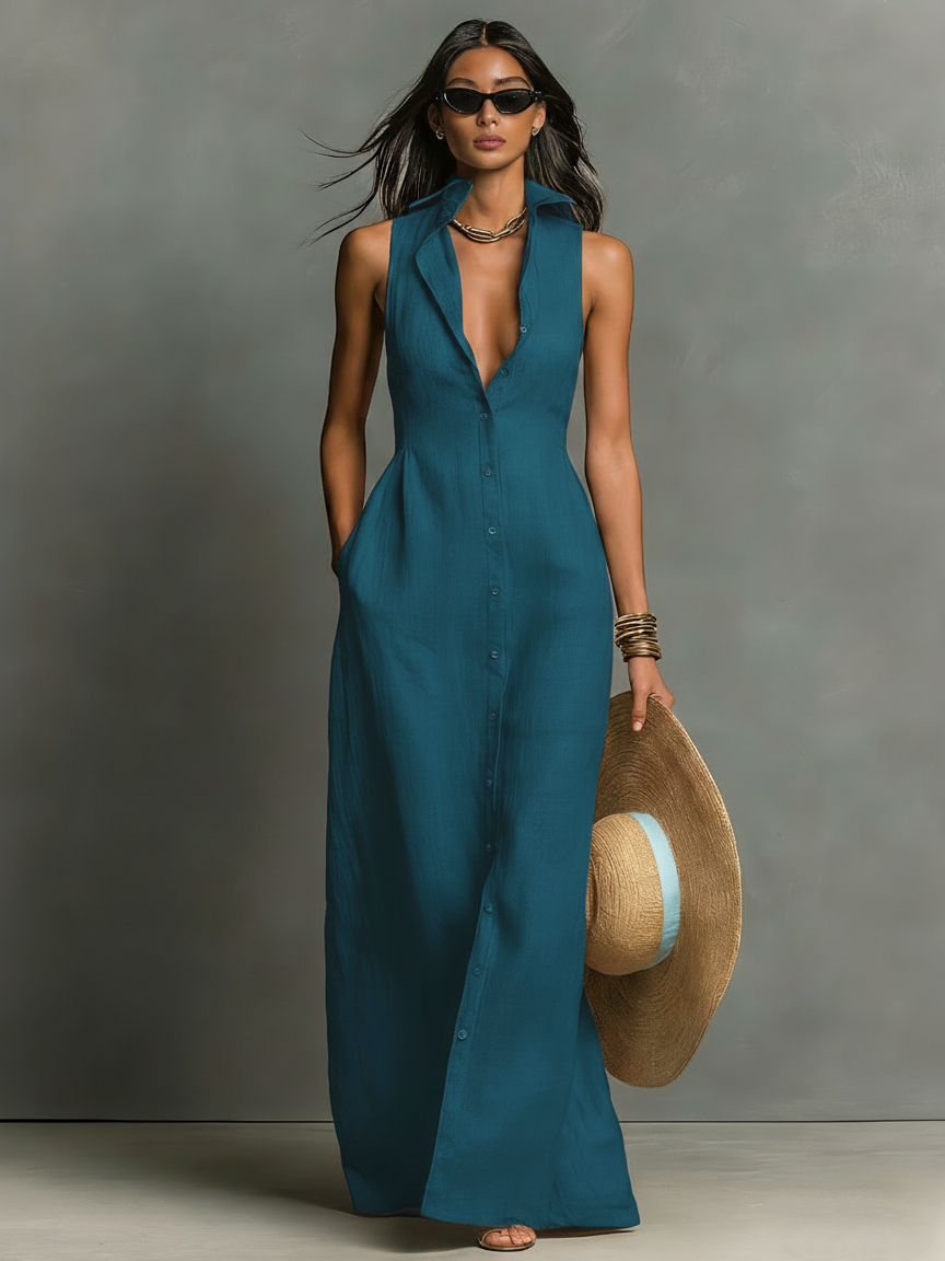 Elena | Linen-Blend Shirt Dress