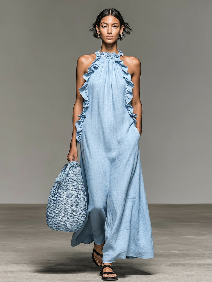 Aisha | Sleeveless Linen-Blend Maxi Dress