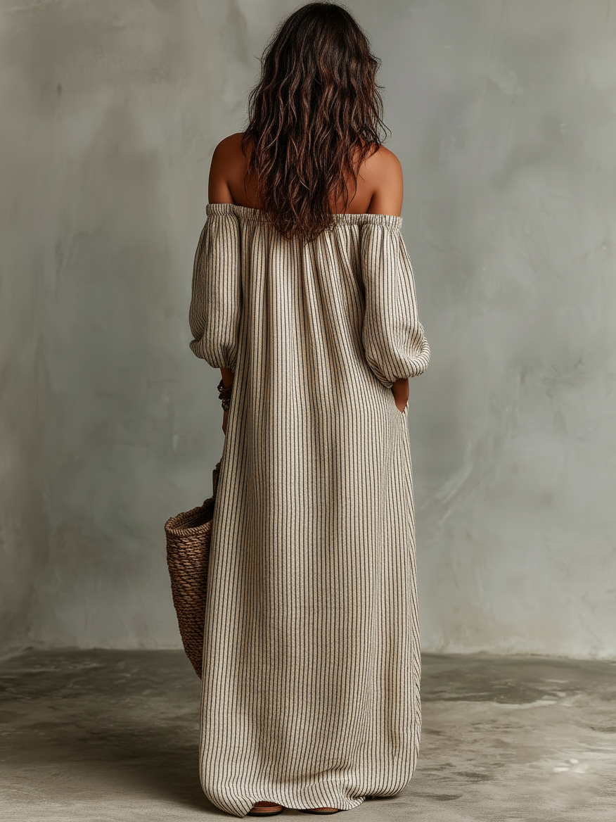 Imani | Off-Shoulder Cotton-Linen Maxi Dress