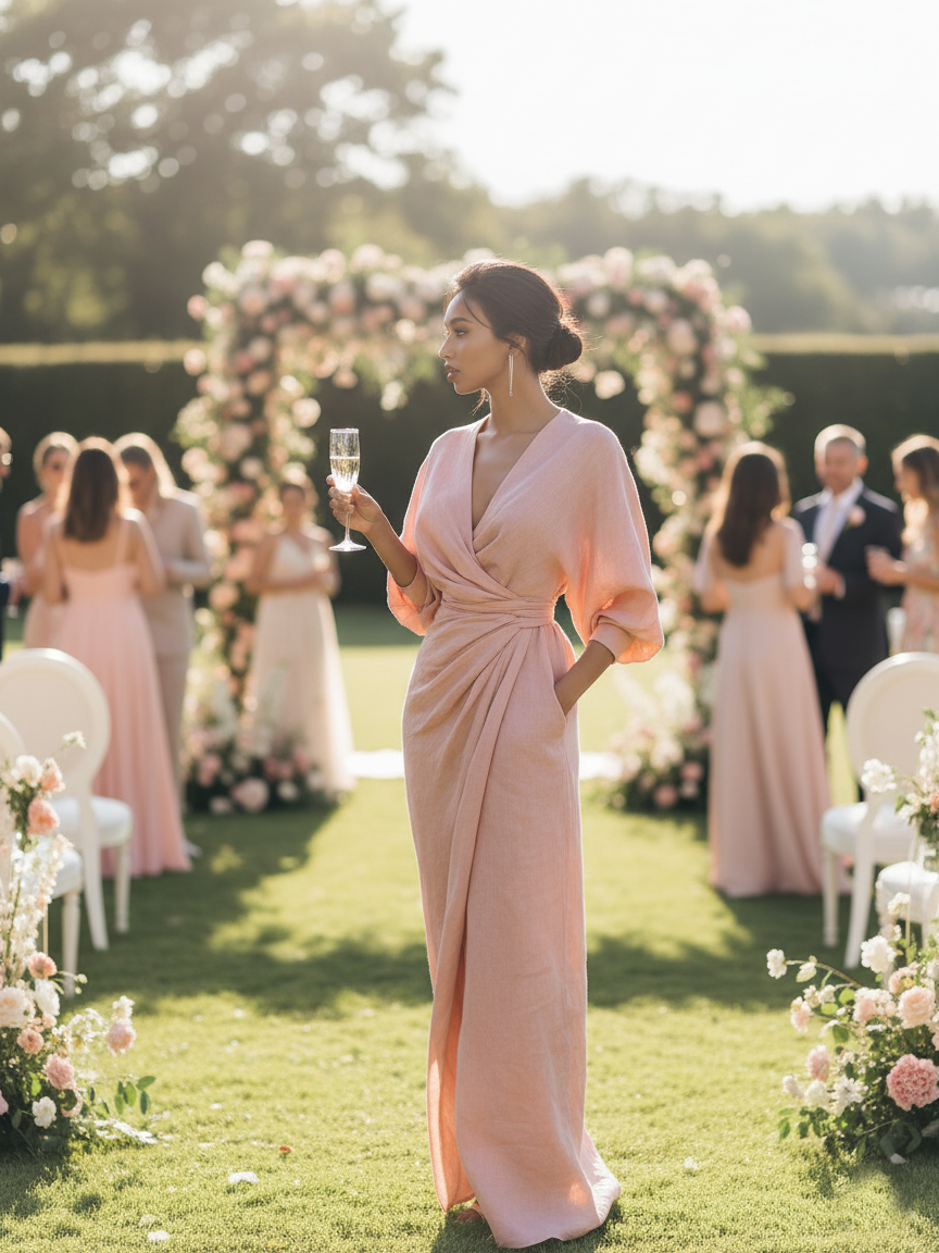 Harper | Linen-Blend V-Neck Maxi Dress