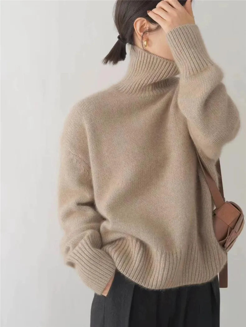 High-Collar Knit Sweater
