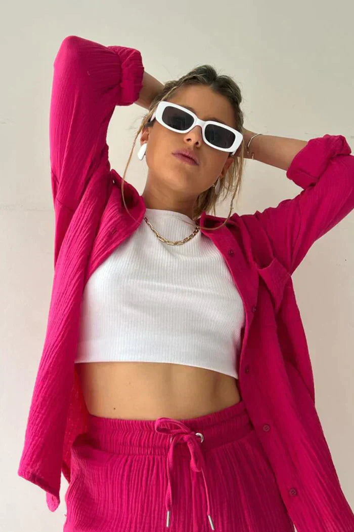 Maya | Cropped Top & High-Waisted Pants Set