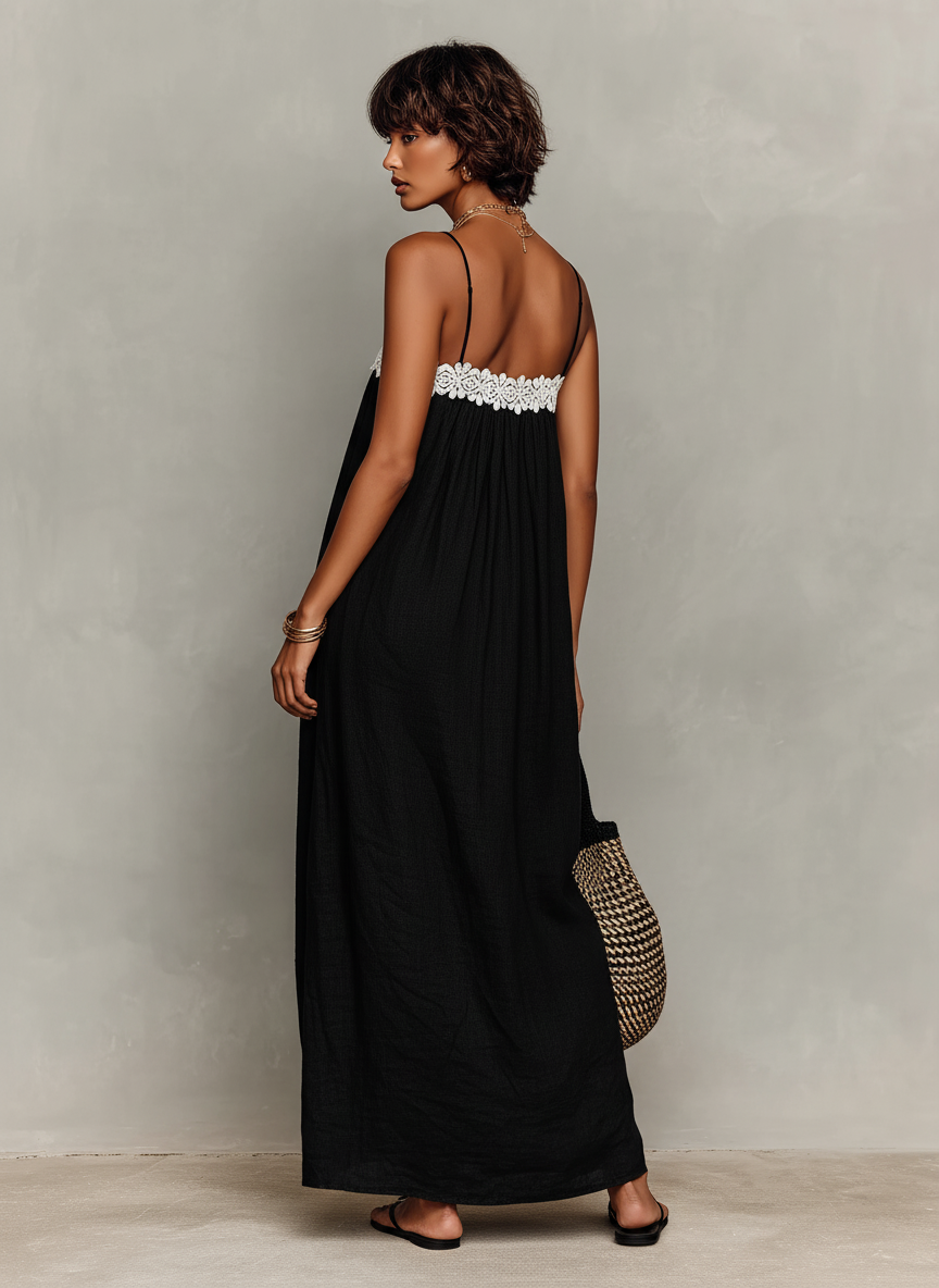 Marisol | Linen-Blend Lace Maxi Dress