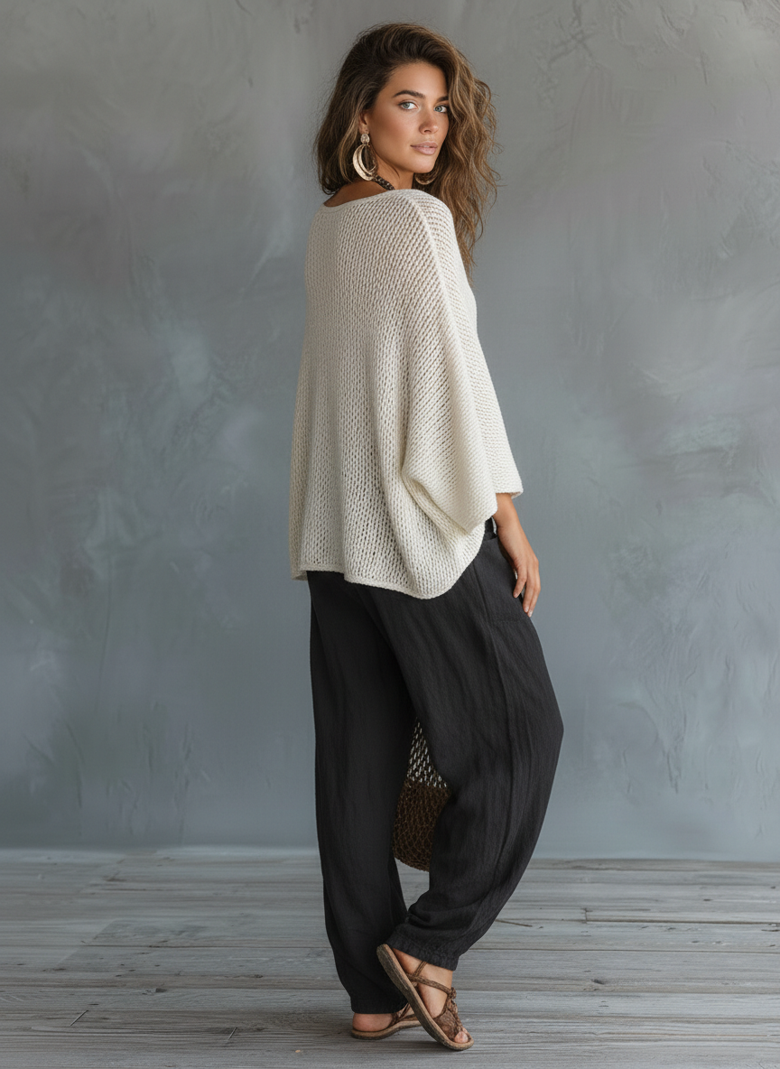 Aisha | Cape-Sleeved Sweater & Harem Pants Set