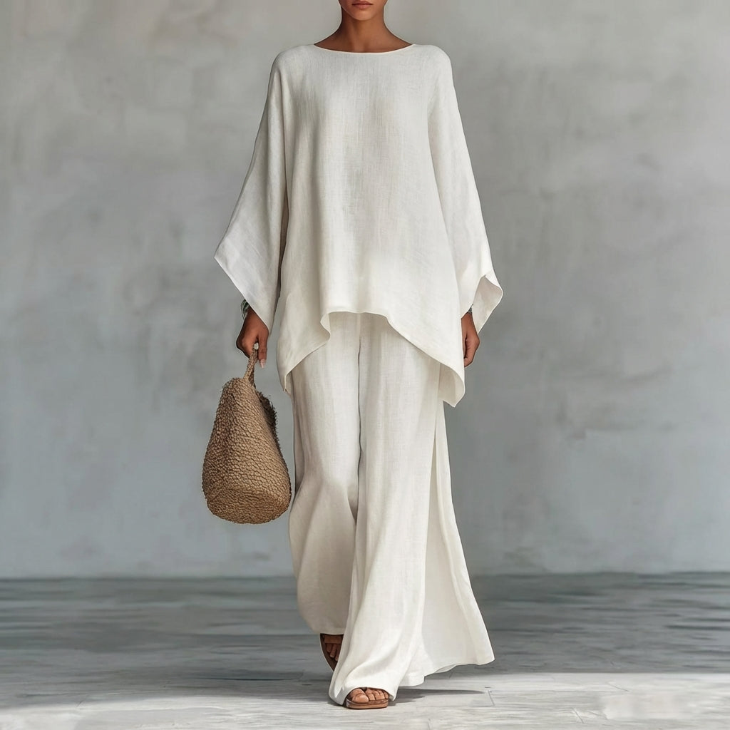 Maya | Long-Sleeve Two-Piece Set with Wide Trousers