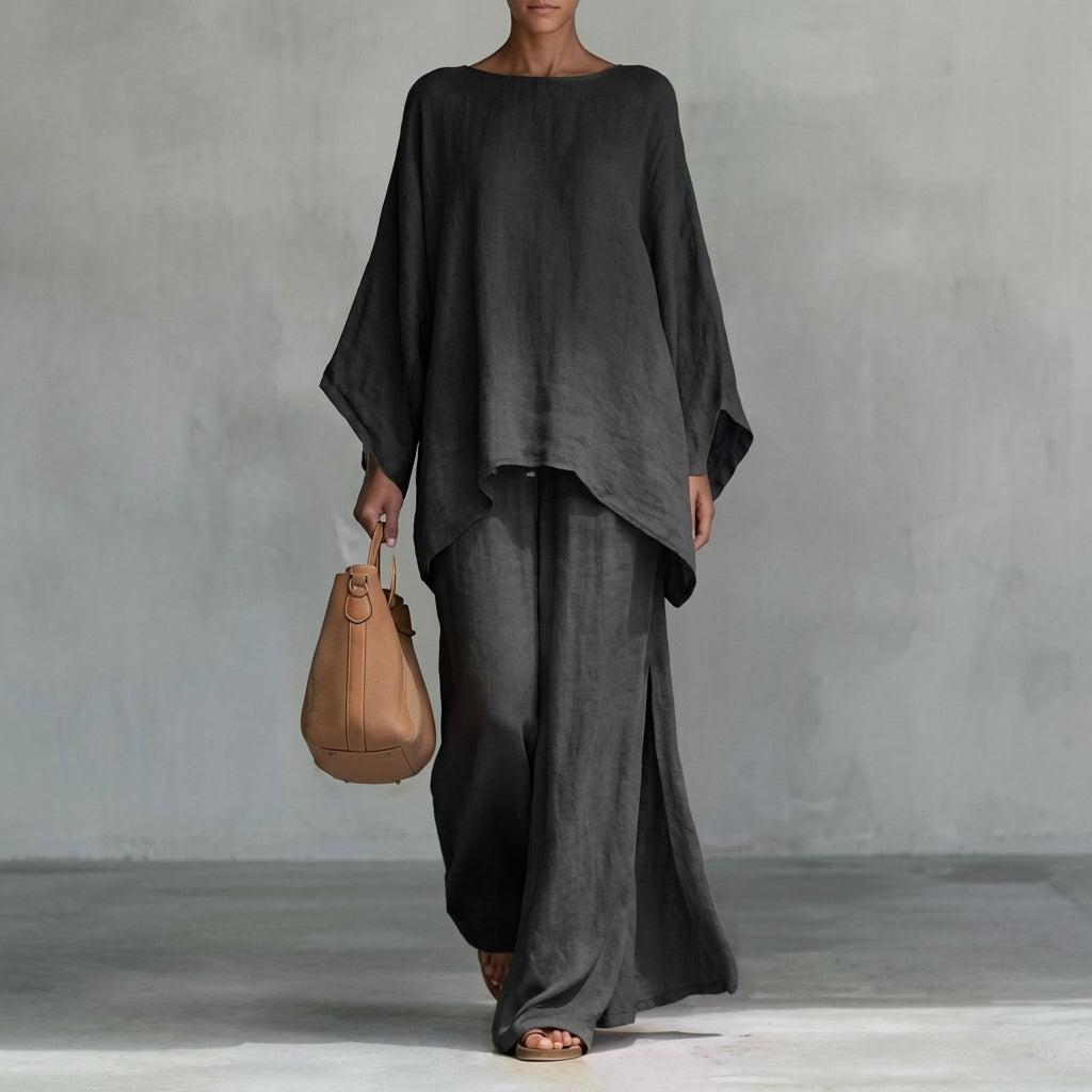 Maya | Long-Sleeve Two-Piece Set with Wide Trousers