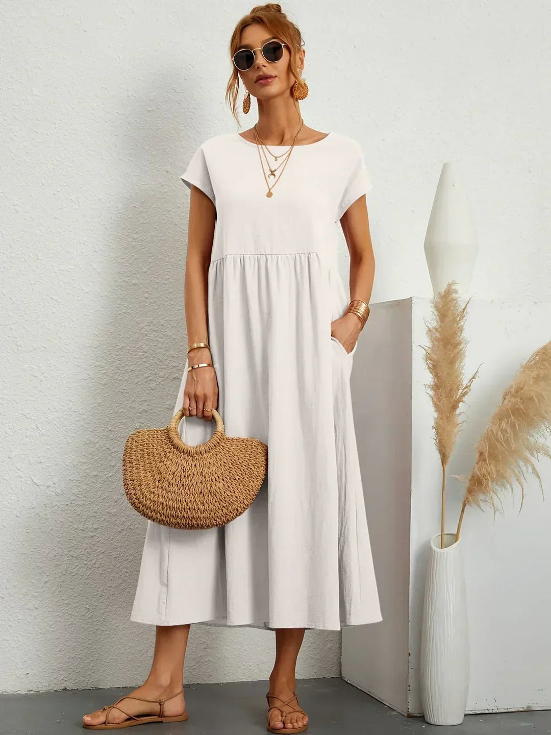 Harper | Silky Cotton Midi Dress