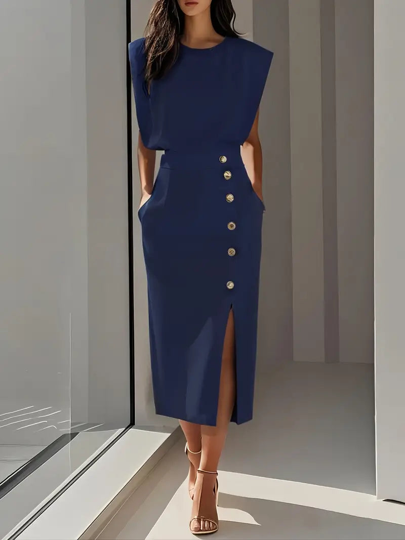 Harper | Midi Dress with Defined Waist