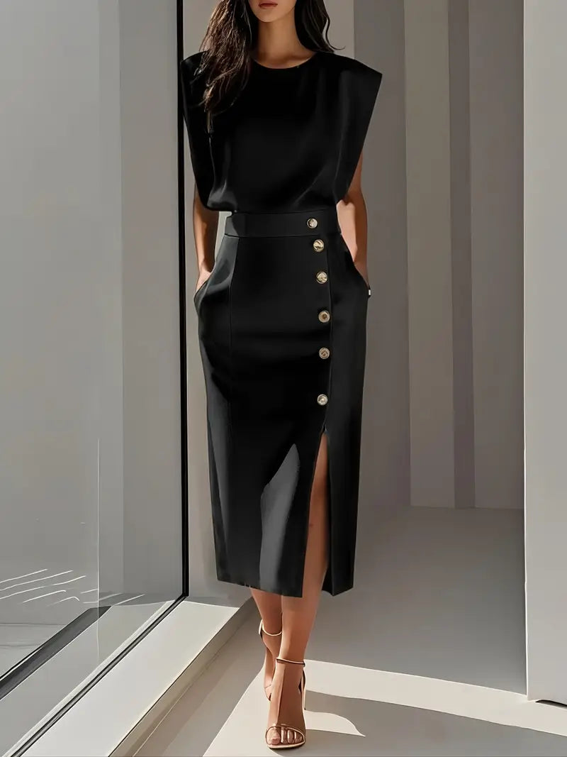 Harper | Midi Dress with Defined Waist