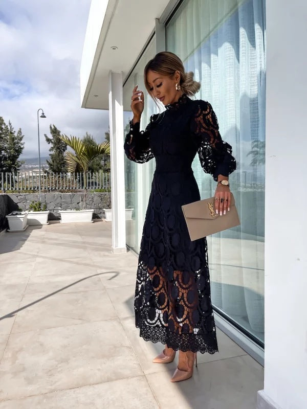 Women’s Lace Midi Dress – Long-Sleeve Occasion Style for Wedding Guests and Summer Events