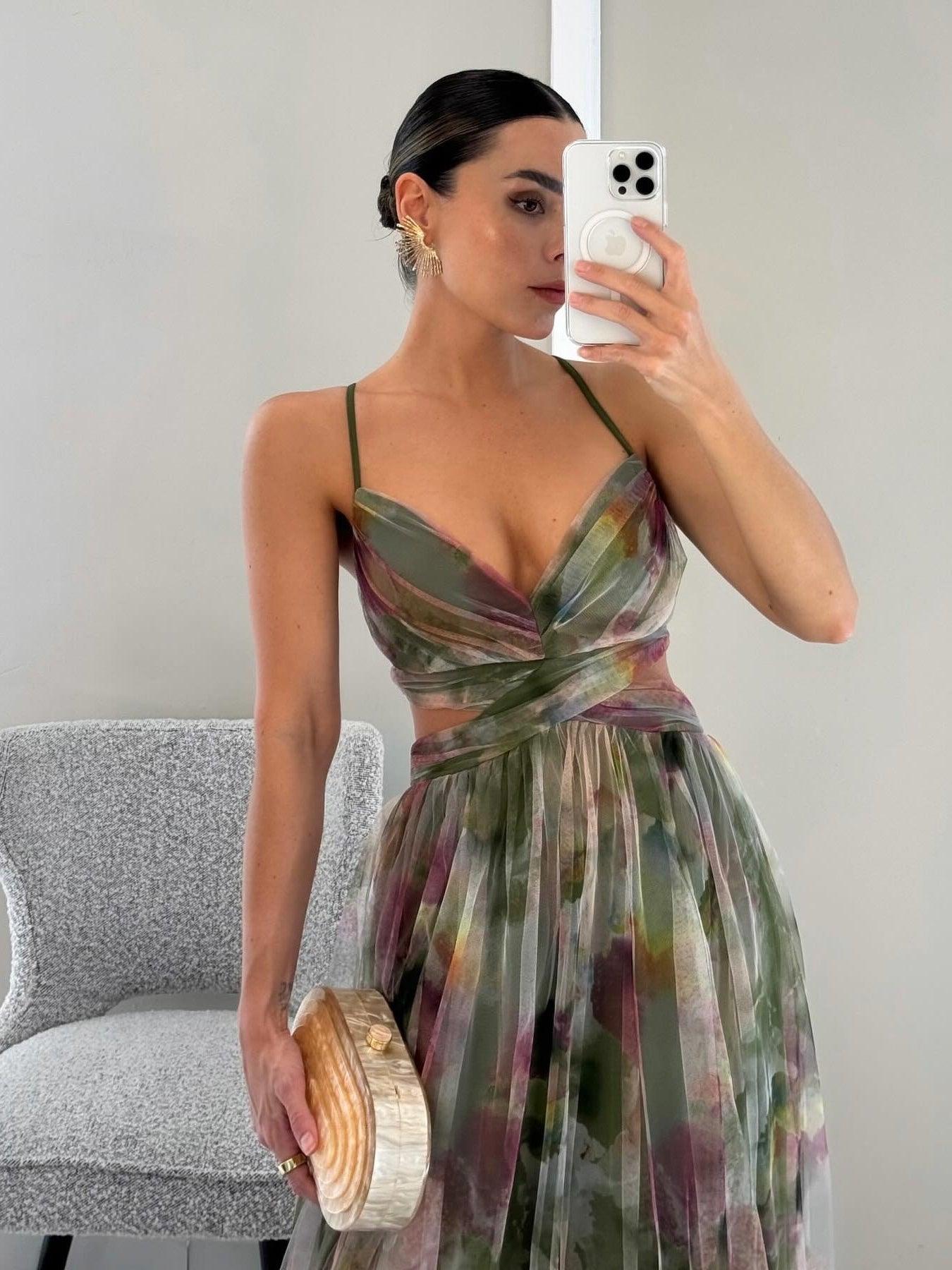 M&H | Painted Floral Print Maxi Dress