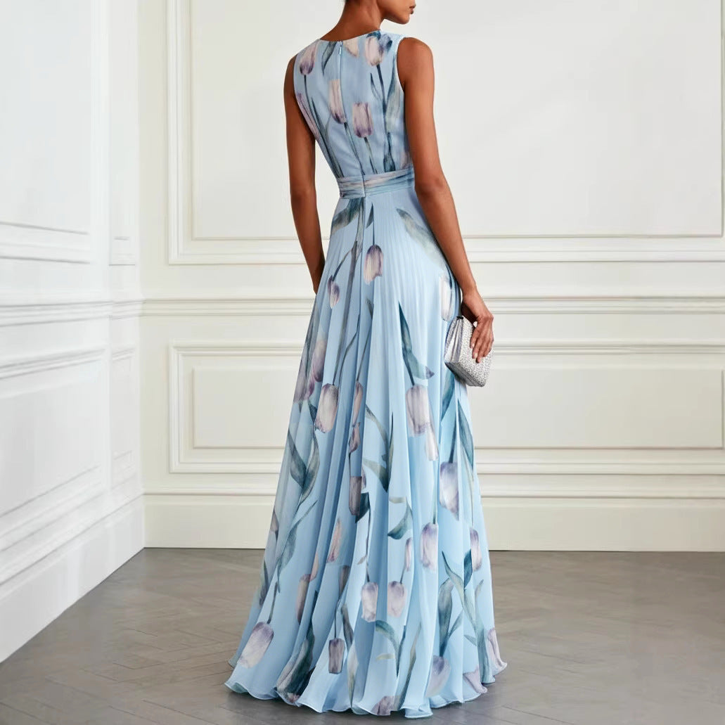 Sleeveless Dress with V-Neck