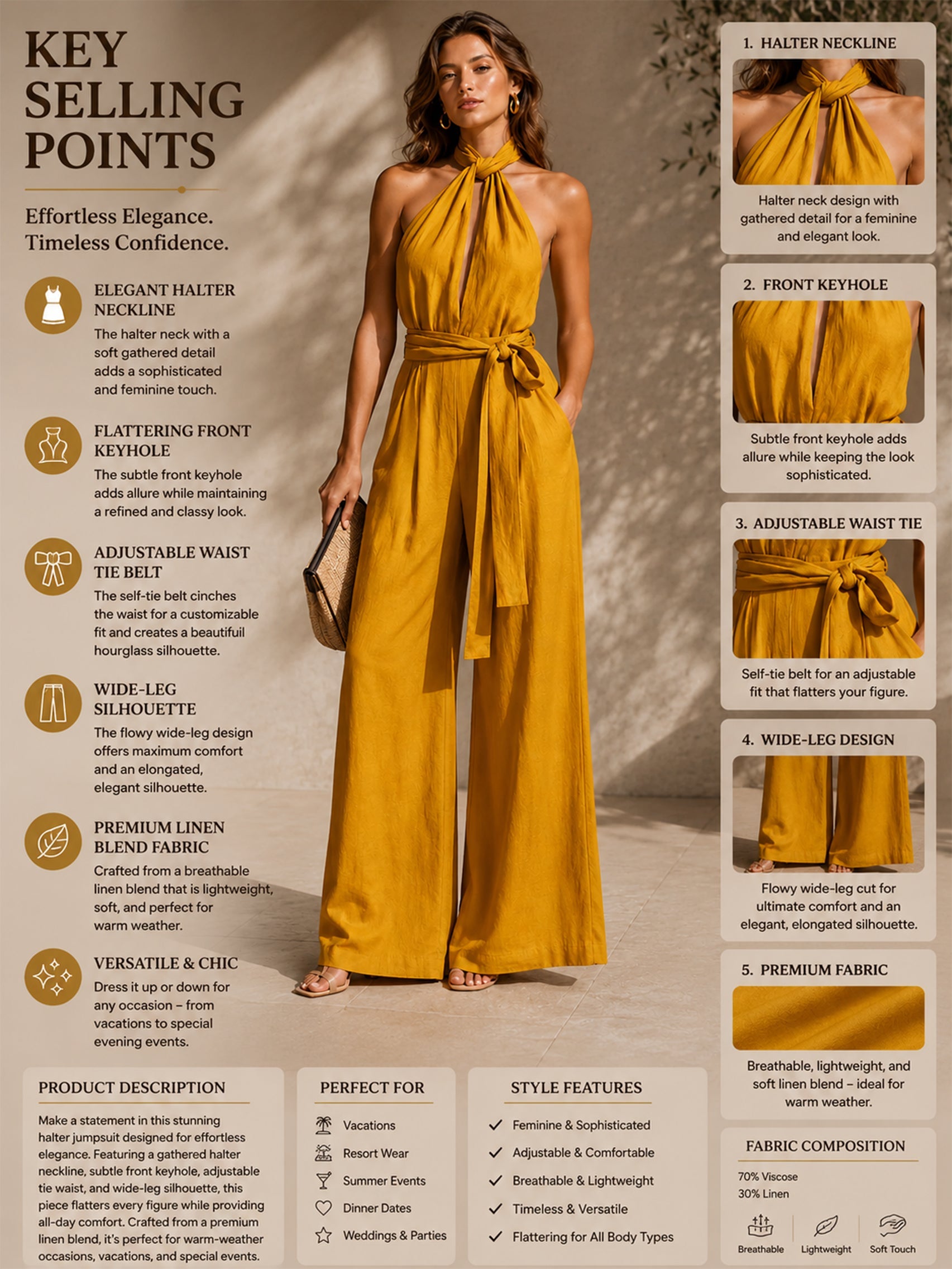 Marisol | Linen Halter Jumpsuit