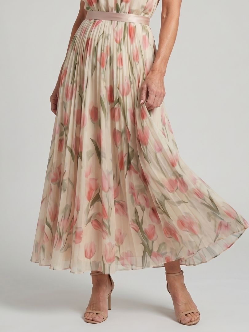 Floral Halter Belted Midi Dress