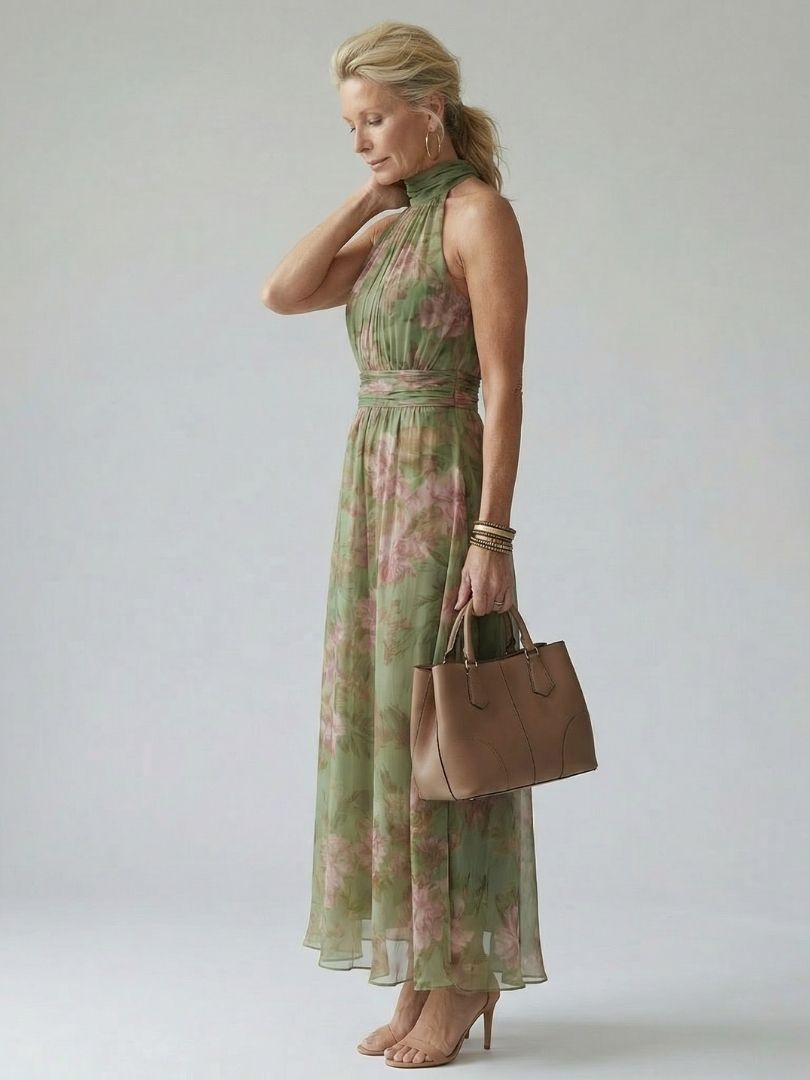 Leah | Gathered Halter Midi Dress