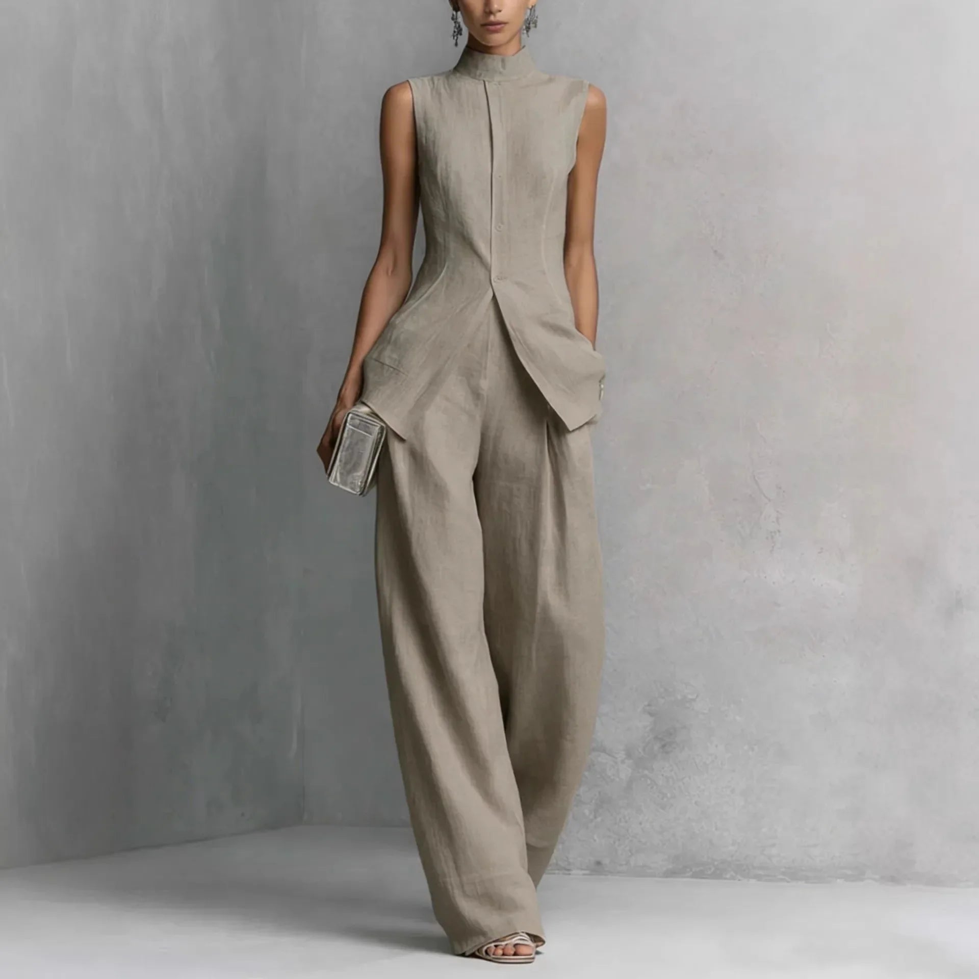 Camila | Sleeveless Two-Piece Set with Wide-Leg Pants