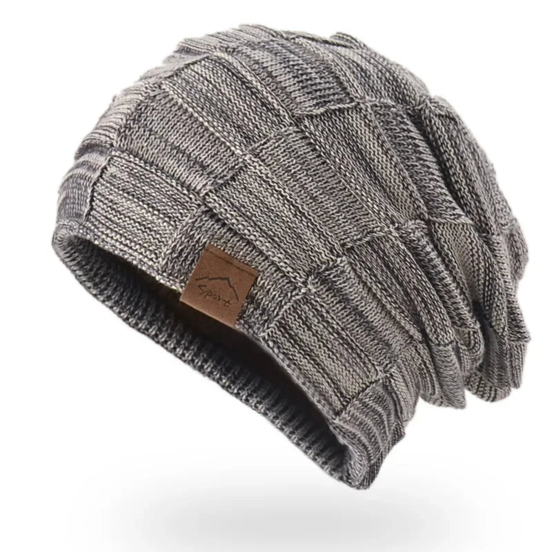 Unisex Textured Slouchy Knit Beanie β Stretch Winter Hat with Relaxed Patchwork Design