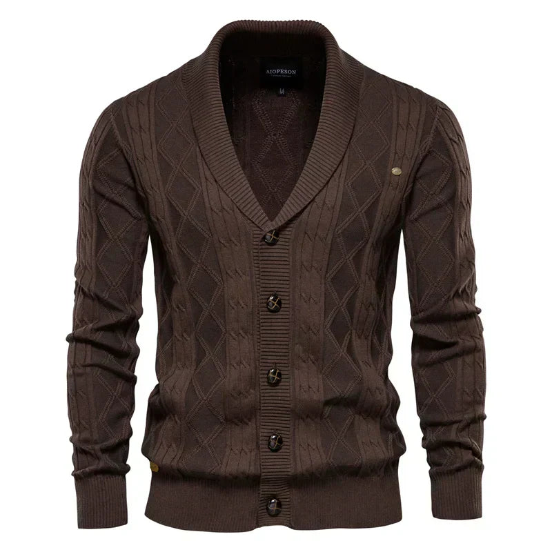 Slim-Fit Cotton Button-Front Cardigan