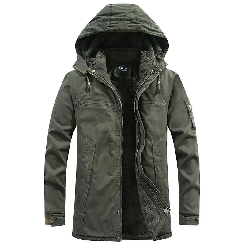 Herenwinterparka met capuchon en fleecevoering β winddichte werkjas voor dagelijks gebruik bij koud weer