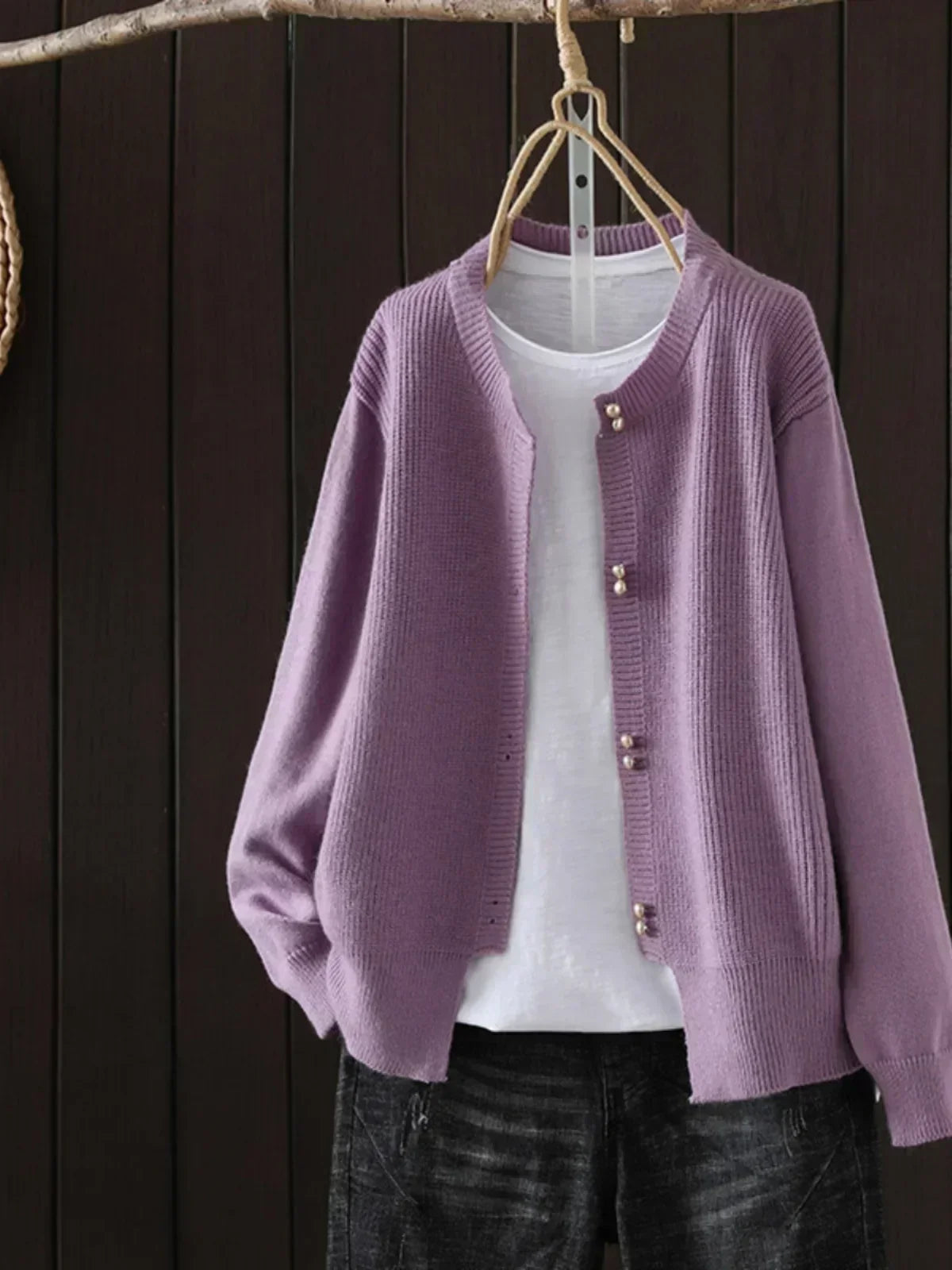 Simone | V-Neck Button-Front Cardigan, Ribbed Cuffs